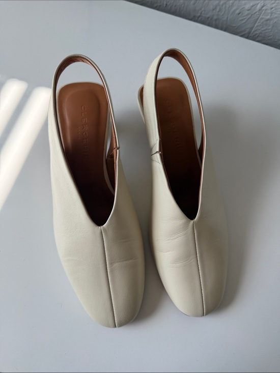 Robert Clergerie Shoes - Robert Clergerie Cream Leather Slingback Mules